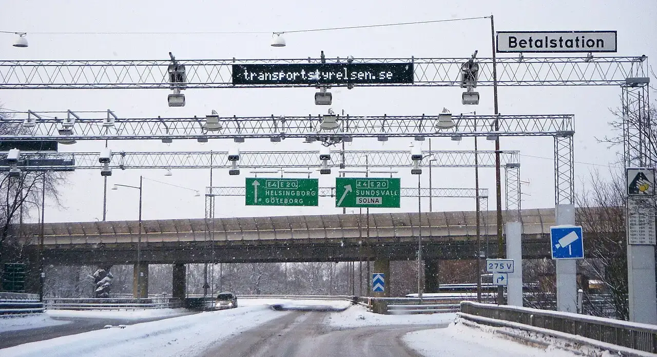 Betaalstation voor de spitsheffing bij Hornsberg in Stockholm