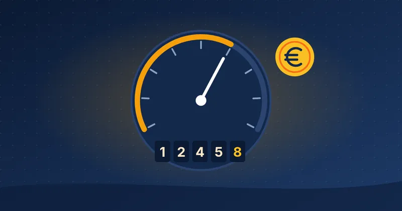 Illustratie: kilometerteller met een euromunt