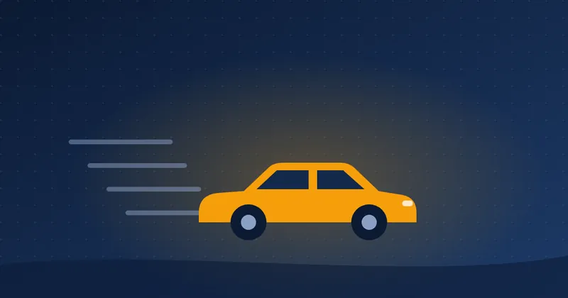 Illustratie: auto van voren met snelheidslijnen
