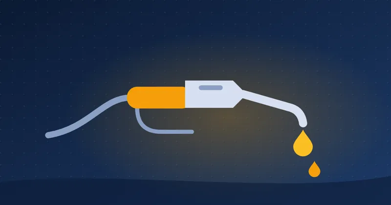 Illustratie: vulpistool met een druppel benzine